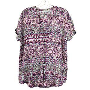 Violet + Claire Short Sleeve Button Up Lightweight Top Womens Size Small